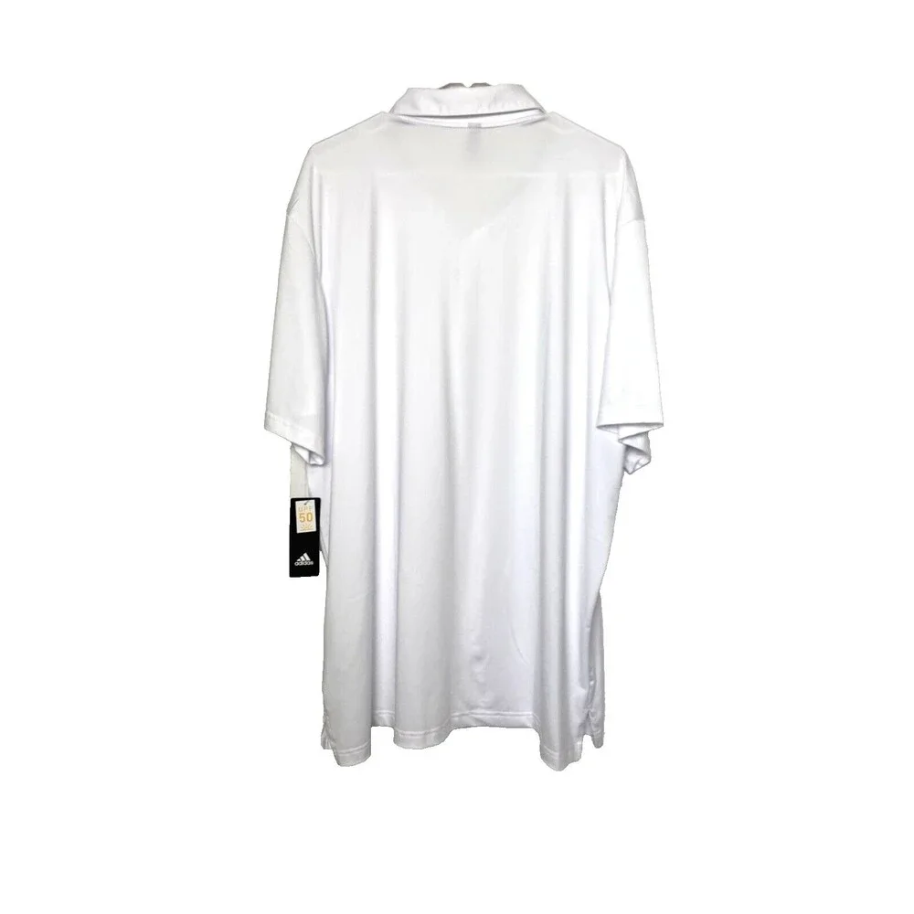 Adidas Golf Polo Shirt Men's Plus Size 2XL White Dry Wicking UPF Sun Protection